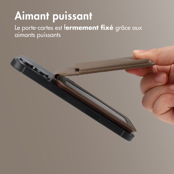 Accezz Portefeuille en cuir magnétique avec support - Compatible avec Apple Find My - Coffee Brown