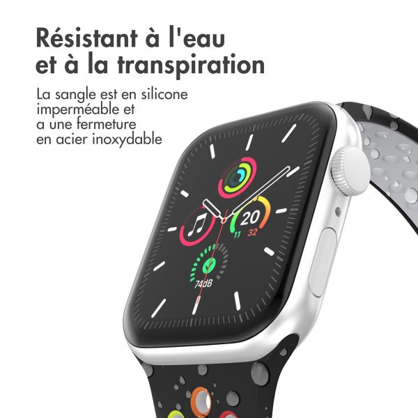 imoshion Bracelet Sport⁺ en silicone Apple Watch | 44/45/46/49 mm - Taille M/L - Black Rainbow