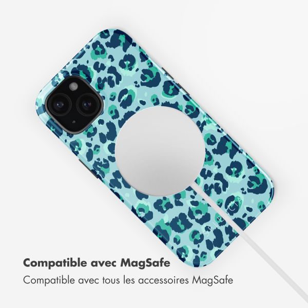 Selencia Coque arrière Vivid avec MagSafe Apple iPhone 15 - Wild Spots Light Blue