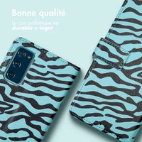 imoshion Étui de télephone portefeuille Design Samsung Galaxy S20 FE - Black Blue Stripes