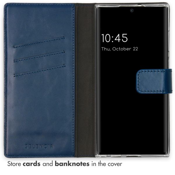 Selencia Étui portefeuille en cuir véritable Samsung Galaxy S22 Ultra - Bleu