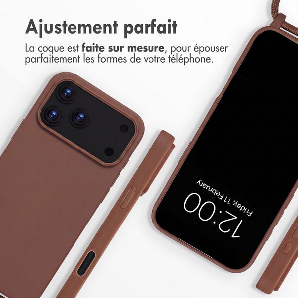 imoshion Coque en silicone avec cordon Apple iPhone 18 Pro / 17 Pro - Marron