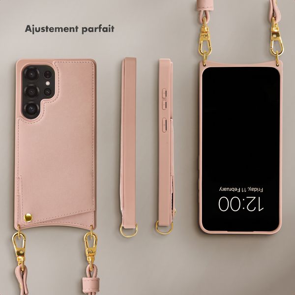 Selencia Coque de télephone Nova avec cordon et porte-cartes Samsung Galaxy S25 Ultra - Dusty Rose