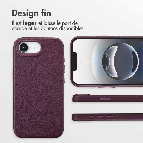 Accezz Coque arrière en cuir avec MagSafe Apple iPhone 17e / 16e - Heath Purple