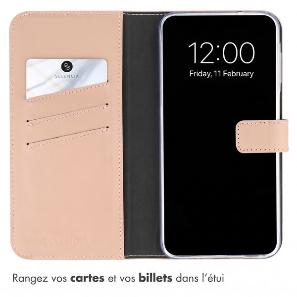 Selencia Étui portefeuille en cuir véritable Samsung Galaxy A27 (5G) - Dusty Pink
