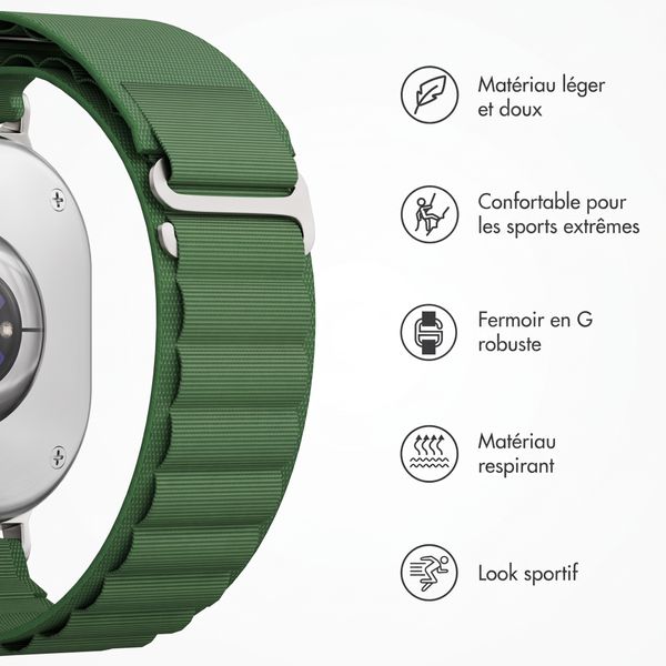Accezz Bracelet en nylon Alpine Samsung Galaxy Watch 9 (40/44mm) / Watch 8 (40/44mm) / Classic (46mm) - Olive Green