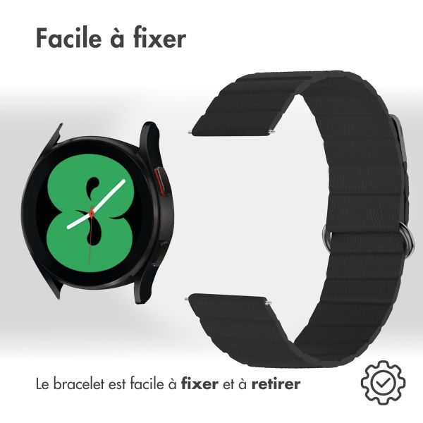 imoshion Bracelet en cuir magnétique Samsung Galaxy Watch 7 40/44 mm - Noir