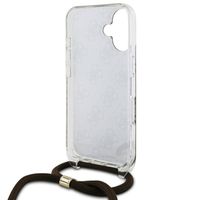 Guess Coque arrière avec cordon 4G Print Apple iPhone 16 - Marron