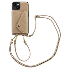 Selencia Coque de télephone Sera avec cordon et porte-cartes enveloppe Apple iPhone 14 - Taupe