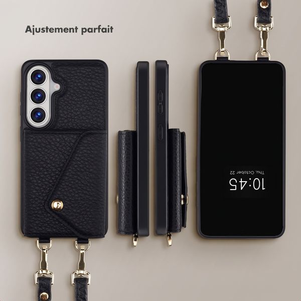 Selencia Coque de télephone Sera avec cordon et porte-cartes enveloppe Samsung Galaxy A27 (5G) - Noir