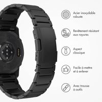 Accezz Bracelet en acier Titane mat  - Connexion Garmin 26 mm - Noir