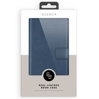 Selencia Étui portefeuille en cuir véritable Samsung Galaxy A12 - Bleu