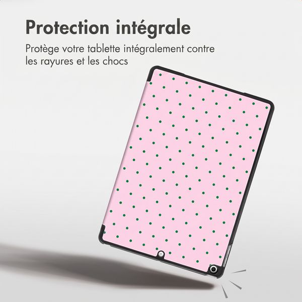 imoshion Coque tablette Design Trifold Apple iPad 9 (2021) 10.2 pouces / iPad 8 (2020) 10.2 pouces / iPad 7 (2019) 10.2 pouces - Happy Dots