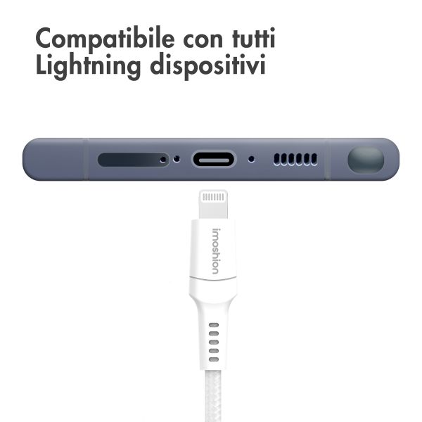 imoshion ﻿Câble Lightning vers USB-C - Non MFi - Textile tressé - 1 mètre - Blanc