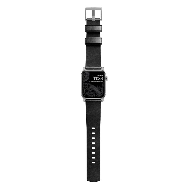 Nomad Bracelet moderne en cuir Apple Watch | 44/45/46/49 mm - Black / Silver