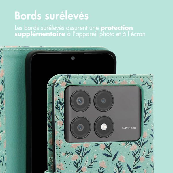 imoshion Étui de télephone portefeuille Design Xiaomi Poco X6 Pro - Blue Flowers