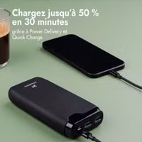 imoshion Batterie externe 20 000 mAh - Chargeur rapide 22,5 W - USB-C / USB-A - Noir