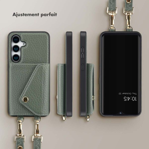Selencia Coque de télephone Sera avec cordon et porte-cartes enveloppe Samsung Galaxy S25 / S24 - Sage Green