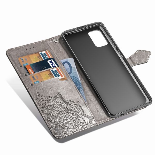 Etui de télephone portefeuille Mandala Samsung Galaxy A51 - Gris