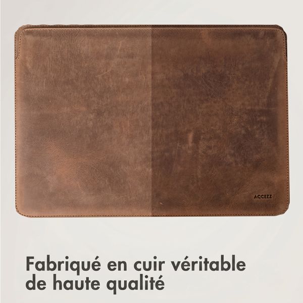 Accezz Leather Pochette ordinateur Apple MacBook 13 pouces - Cognac