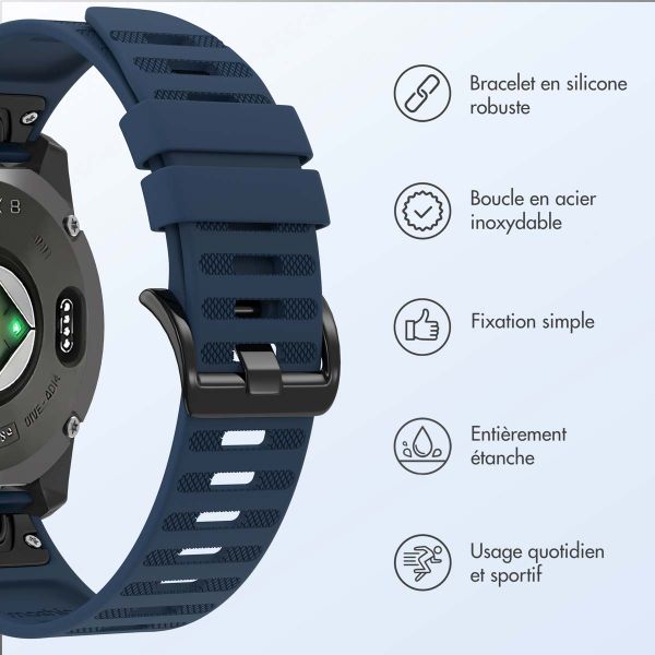 imoshion Bracelet QuickFit® Stripe en silicone  - Connexion Garmin 22 mm - Bleu foncé
