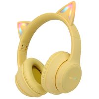 imoshion Casque sans fil pour enfants LED Light Cat Ear - Limiteur de décibels - Avec câble AUX - Jaune