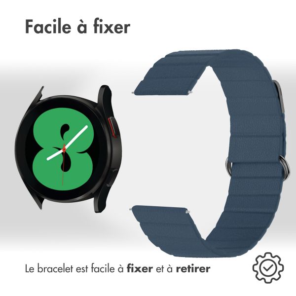 imoshion Bracelet en cuir magnétique Samsung Galaxy Watch 7 40/44 mm - Bleu