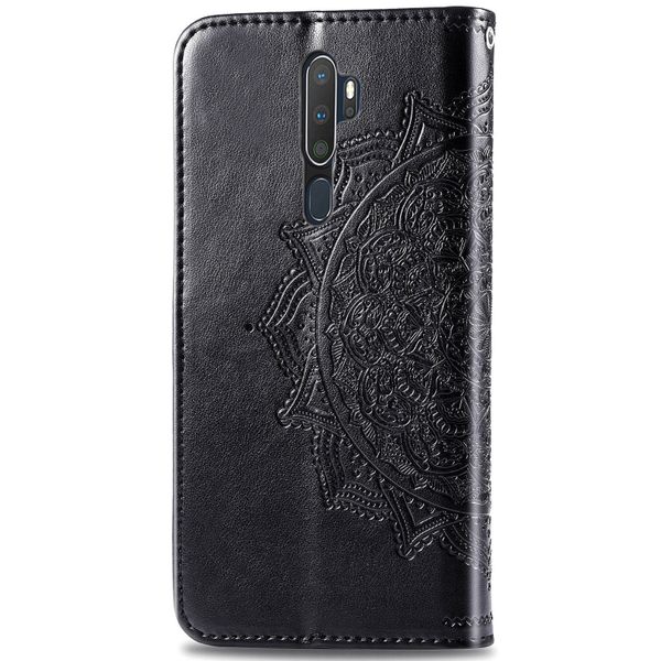 Etui de télephone portefeuille Mandala Oppo A5 (2020) / A9 (2020) - Noir