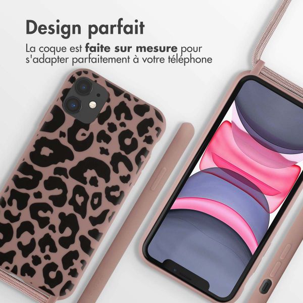 imoshion Coque design en silicone avec cordon Apple iPhone 11 - Animal Pink