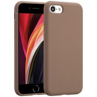 Accezz Coque Liquid Silicone Apple iPhone SE (2022 / 2020) / 8 / 7 - Marron clair