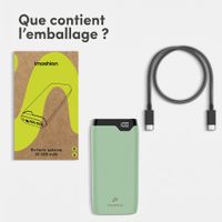imoshion Batterie externe 20 000 mAh - Chargeur rapide 22,5 W - USB-C / USB-A - Vert