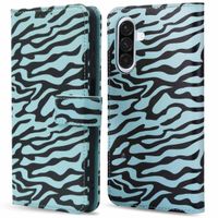 imoshion Étui de télephone portefeuille Design Samsung Galaxy A36 - Black Blue Stripes