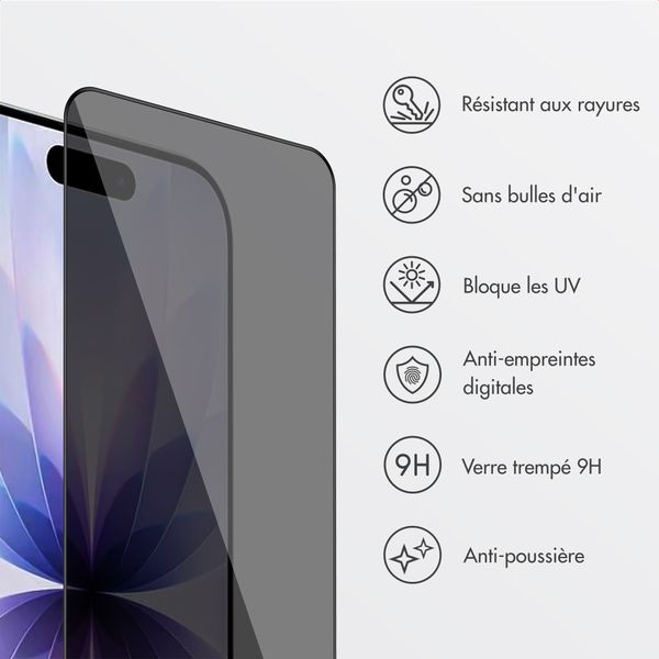 Accezz Protection d'écran en verre trempé avec filtre de confidentialité + Applicateur Apple iPhone 17