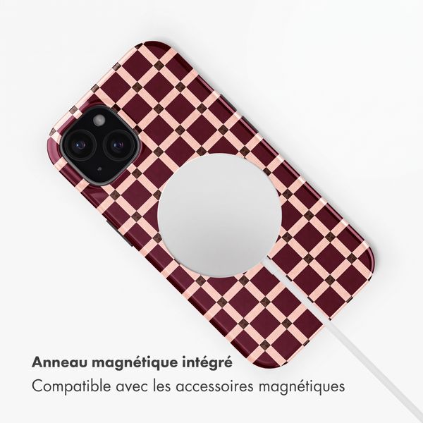 Selencia Coque arrière Vivid avec MagSafe Apple iPhone 15 - Check This Burgundy