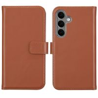 Selencia Étui portefeuille en cuir véritable Samsung Galaxy S25 - Marron clair