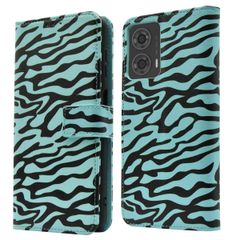 imoshion Étui de télephone portefeuille Design Motorola Moto G24 Power - Black Blue Stripes