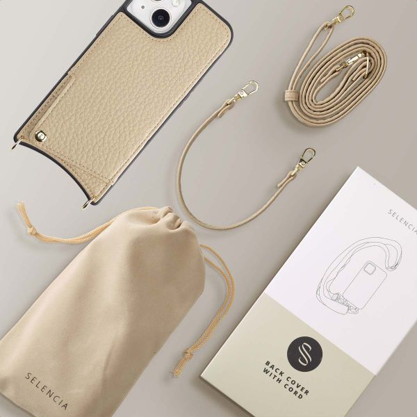 Selencia Coque de télephone Nova avec cordon et porte-cartes Apple iPhone 14 / 13 - Beige
