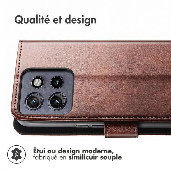 imoshion Étui de télephone portefeuille de luxe Motorola Thinkphone 25 / Motorola Edge 50 Neo - Marron foncé
