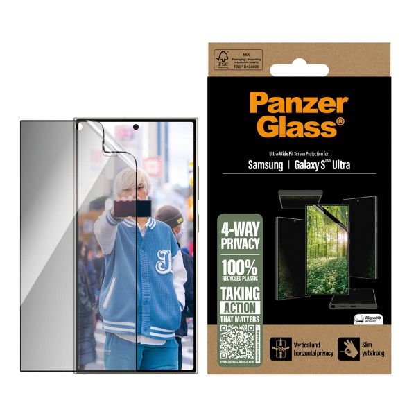 PanzerGlass Protection écran confidentialité Matrix recyclée 4-directions Samsung Galaxy S25 Ultra