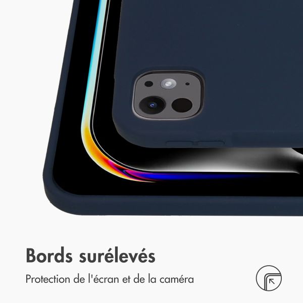 Accezz Coque Liquid Silicone avec porte-stylet Apple iPad Pro 13 (2025) M5 / (2024) M4 - Bleu foncé
