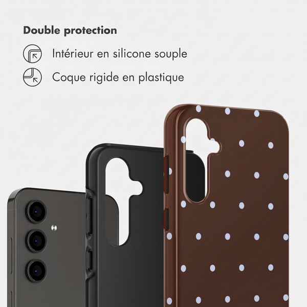 Selencia Coque arrière Vivid Samsung Galaxy S24 FE - Happy Dots Chocolate