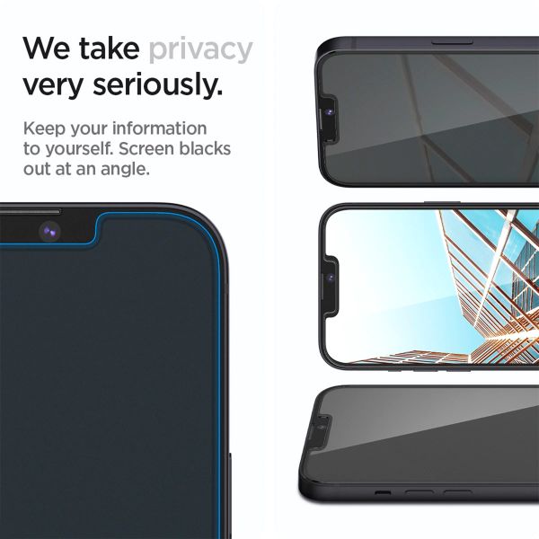 Spigen Protection d'écran en verre trempé GLAStR Privacy Applicator - lot de 2 Apple iPhone 13 / 13 Pro