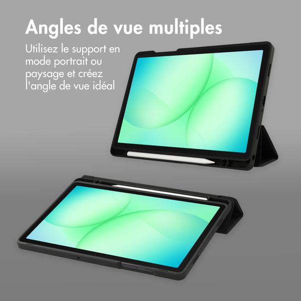 Accezz Coque tablette portefeuille Smart Silicone Samsung Galaxy Tab A11 Plus / A9 Plus - Noir