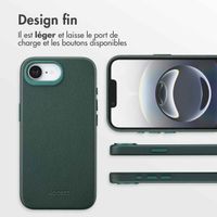 Accezz Coque arrière en cuir avec MagSafe Apple iPhone 17e / 16e - Cedar Green
