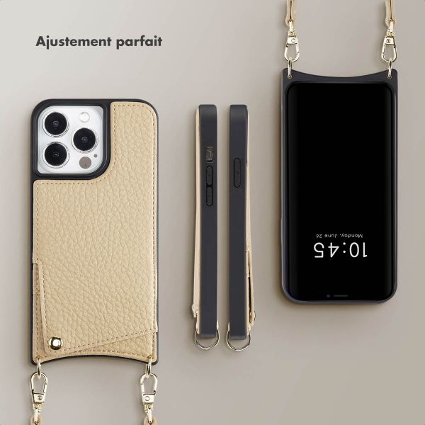 Selencia Coque de télephone Nova avec cordon et porte-cartes Apple iPhone 13 Pro - Beige
