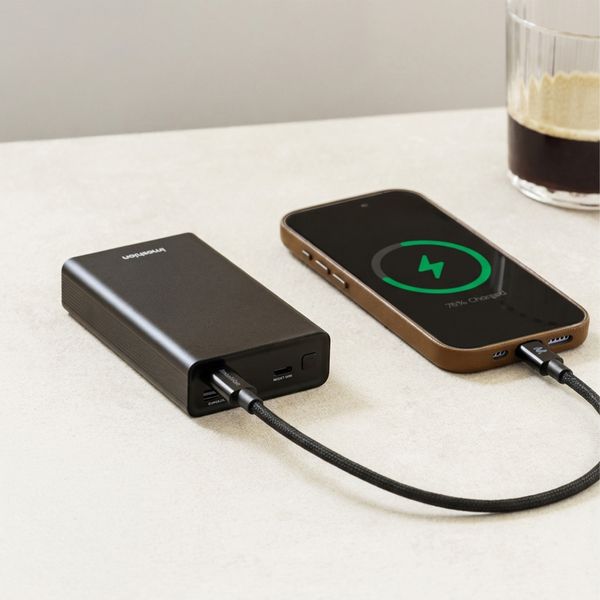 imoshion Câble USB-C vers USB-C Tressé 100 W - 0,25 mètre - Noir