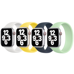 Apple 4 Pack Apple Bracelet Boucle unique en Silicone Apple Watch | 44/45/46/49 mm - Taille 8 - White / Canary Yellow / Storm Blue / Pistachio