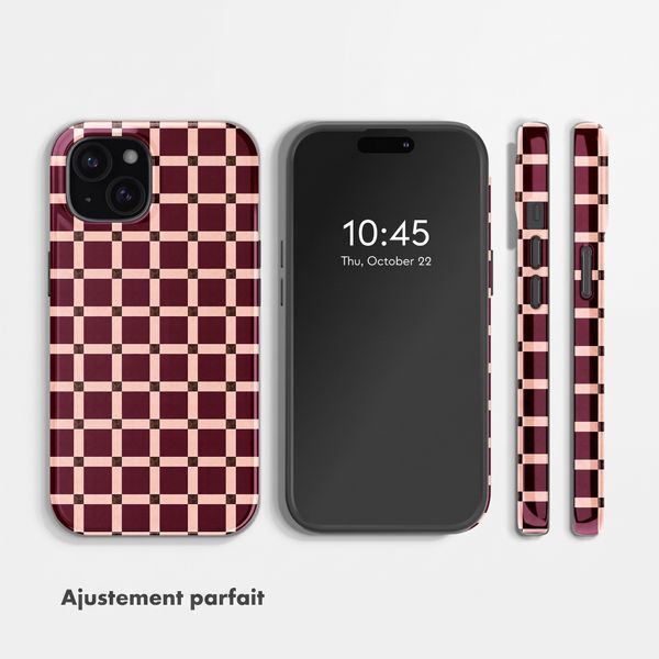 Selencia Coque arrière Vivid Apple iPhone 15 - Check This Burgundy