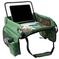 imoshion Table de voyage - Support de tablette voiture - 7 compartiments de rangement - Inclus 2 coloriages - Vert