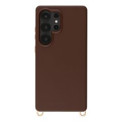 Selencia Coque arrière Rivièra avec MagSafe avec crochets amovibles Samsung Galaxy S25 Ultra - Choco Brown